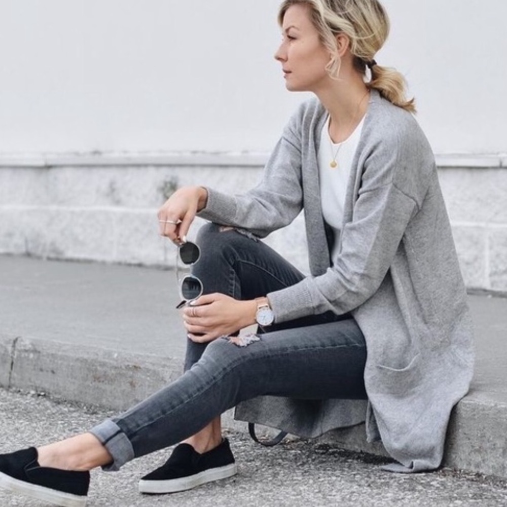 🌸 🆕 Mossimo Lightweight Open Front Longline Duster Cardigan Light Gray Size XS